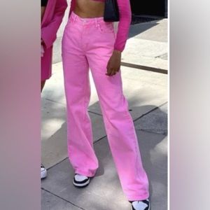 Zara wide leg pink jeans